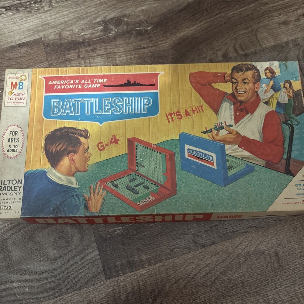 Vintage Battleship Game The Original 1967 By Milton Bradley Box Damage